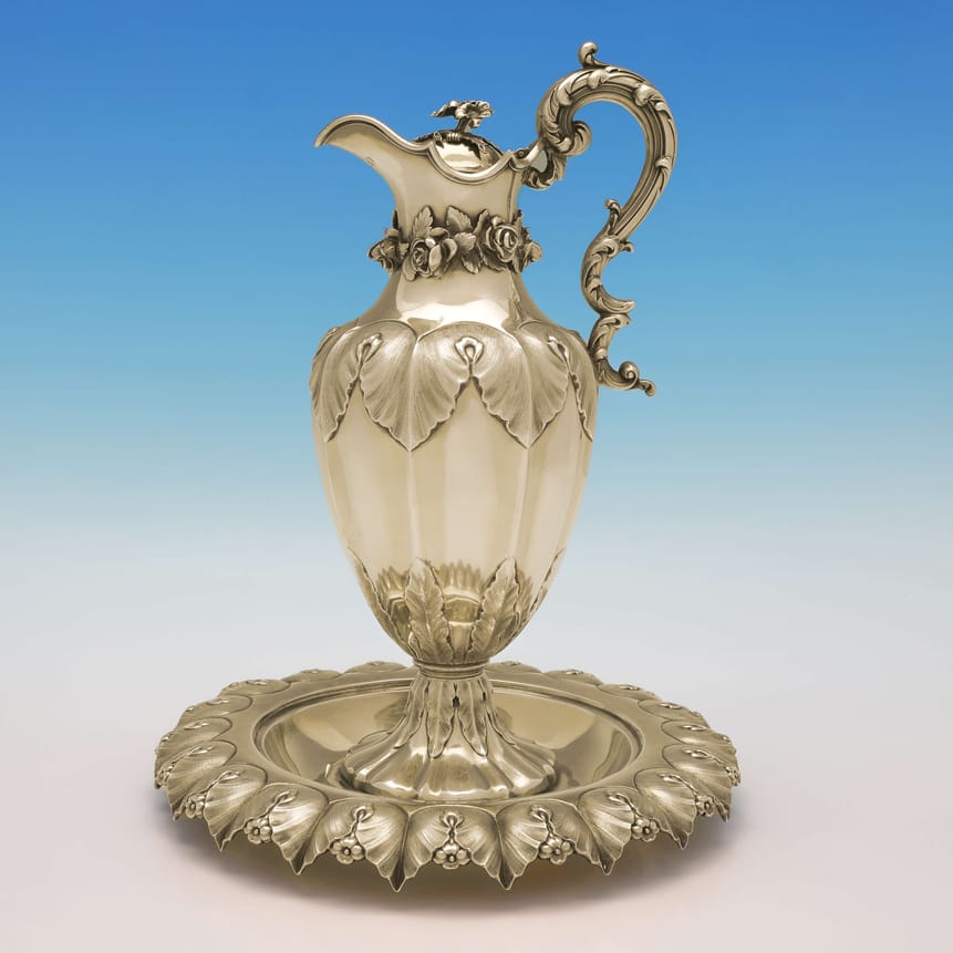 Antique Sterling Silver Wine Ewer On Stand - Barnards Hallmarked In 1836 London - William IV - Image 1