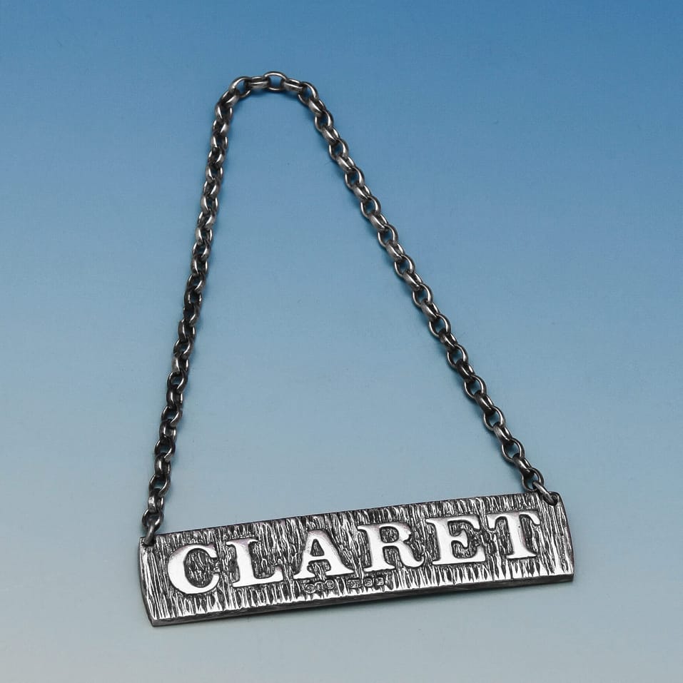 Sterling Silver Set of 6 Decanter Labels - Brian R. Cain, hallmarked in 1982 London - Elizabeth II - Image 2